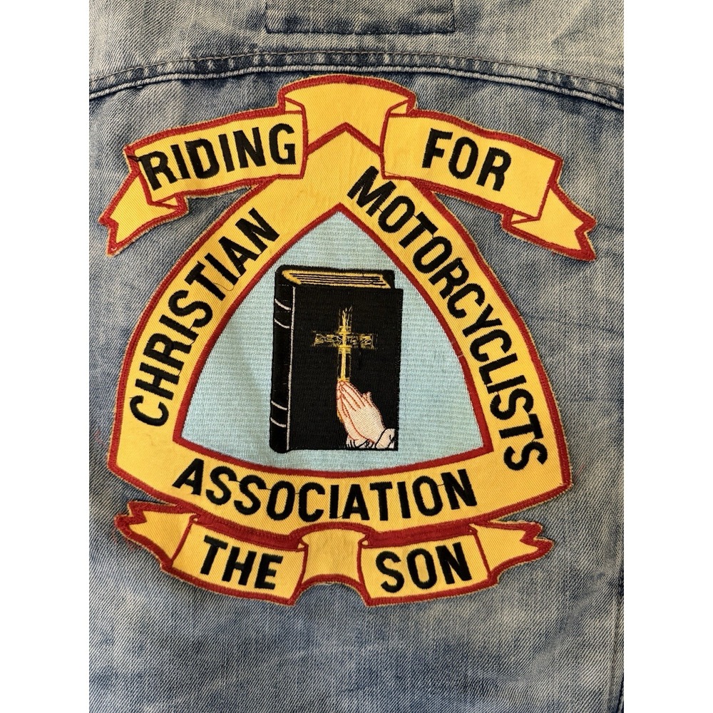 Christian Motorcyclists Association Mens M Denim Vest Blue CMA-USA - Picture 9 of 12